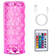 Crystal Diamond Rose Table Lamp Dimmable Remote Touch Control Beside LED Night Light