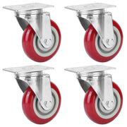 4 Packs 4In Swivel Caster Wheels Heavy Duty PU Rollers
