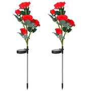 2Pcs Solar Powered Lights Outdoor Rose Flower LED Decorative Lamp