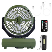 20000mAh Rechargeable Oscillating Camping Fan with Flashlight