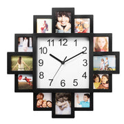 Photo Frame Clock Picture Collage 12-Picture Display Wall Clock