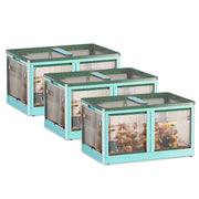 3Pcs Foldable Storage Bins with Lid 4 Doors Collapsible Stackable Closet Organizer