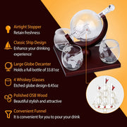 World Whiskey Decanter Globe Set