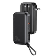 10000mAh Portable Charger with US Plug 3 Inbuilt Cables