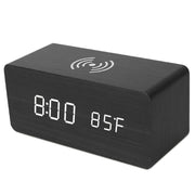 Digital Alarm Clock Qi-Wireless Charger Time Temperature Calendar Display Clock